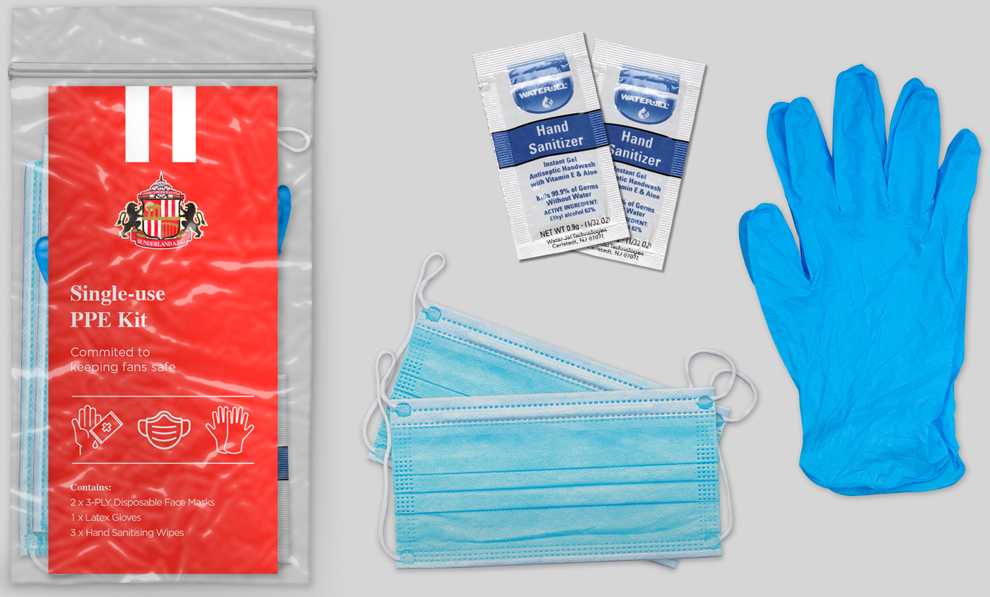 Single Use PPE Kit Contents Sunderland FC